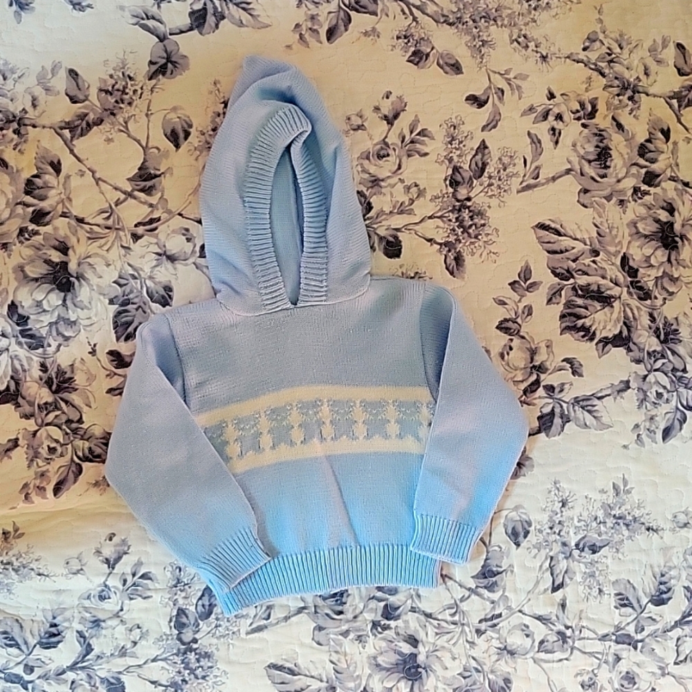 Quiltex Baby Blue Sweater With Hood 💙 Zipper in Back